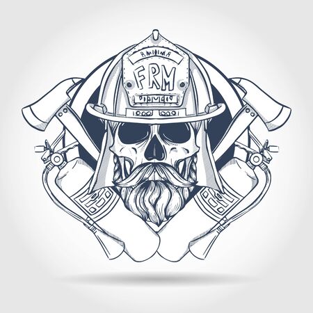 Sketch fireman skullのイラスト素材