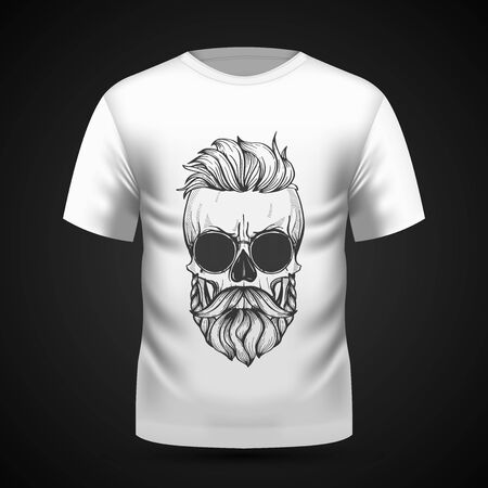 Angry skull with beardのイラスト素材