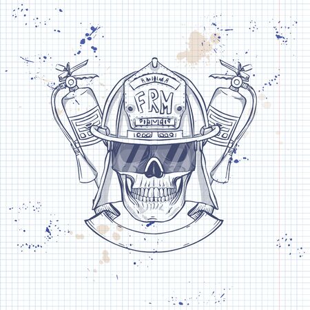 Sketch fireman skullのイラスト素材