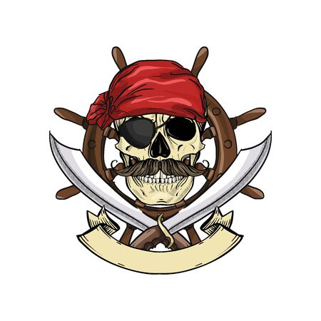 Sketch pirate skullのイラスト素材