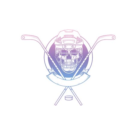 Hand drawn sketch hockey player skullのイラスト素材