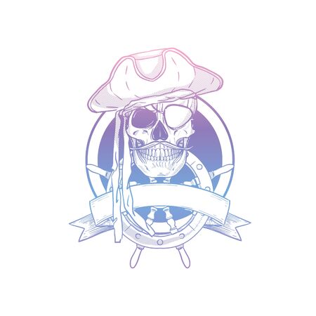 Hand drawn sketch pirate skullのイラスト素材