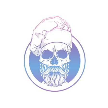 Sketch color skull with cooks hatのイラスト素材