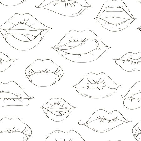 Female lips set on sweet passion patternのイラスト素材