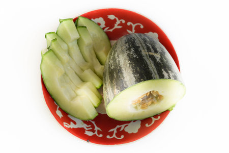 Sliced juicy melon from Uzbekistan.の写真素材