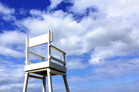 beach chair on blue sky backgroundの写真素材