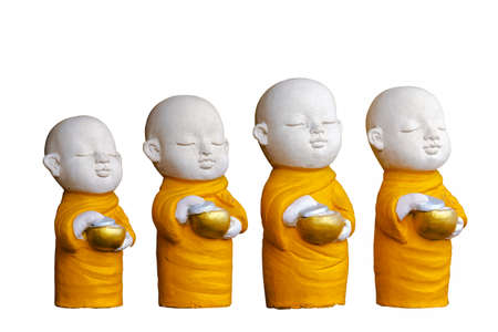 Sculpture Buddhist novice hold begging bowlの写真素材