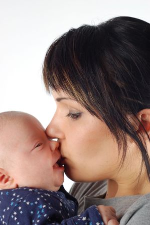 mother holding baby 