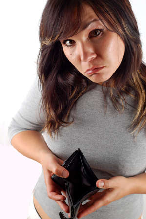 woman with empty wallet