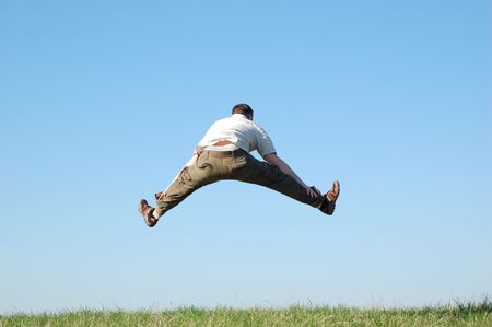 happy man on sky background