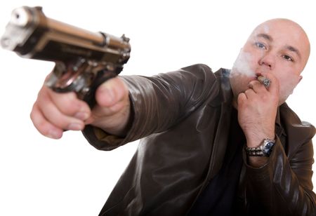 elegant gangster isolated on white background
