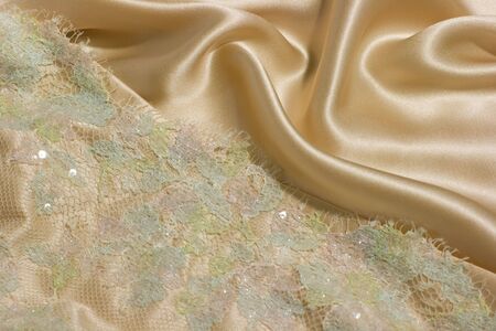 Pink silk with lacesの写真素材