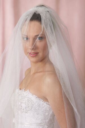 Portrait of a beautiful bride with the veilの写真素材