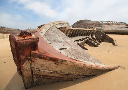 Old fishing boats, Etel, Franceの写真素材