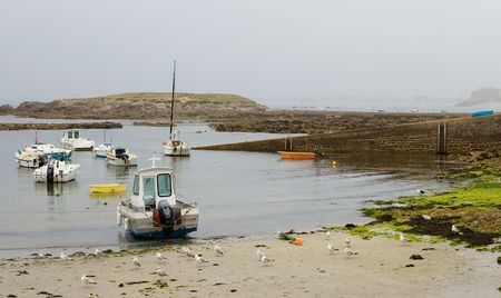 fishing boats in the port, Brittany, Franceの写真素材