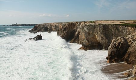 Wild coast in Quiberon, Brittany, Franceの写真素材