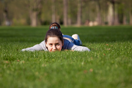 Young girl in the meadowの写真素材
