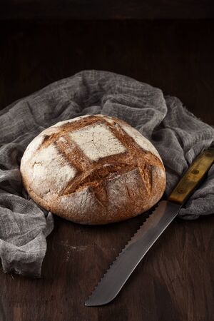 Fresh bread in rustic styleの写真素材