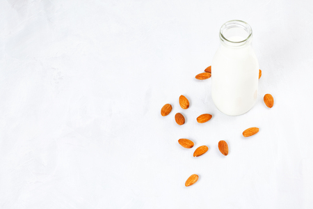 Almond milk. Non-lactose healthy drink. Alternative milk for vegan diet and people with allergyの写真素材