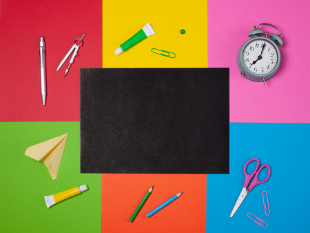 Different school stationery with copy spaceの写真素材
