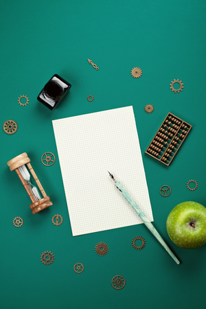 Retro school accessories. Back to school conceptの写真素材