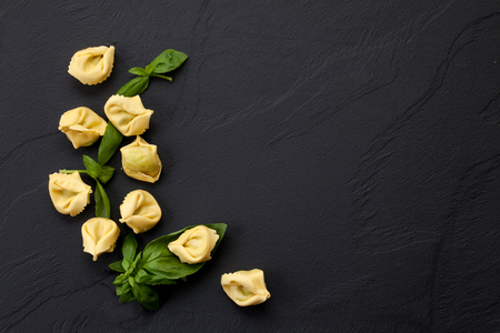Italian pasta with spinach and ricottaの写真素材
