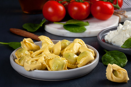 Italian pasta with spinach and ricottaの写真素材