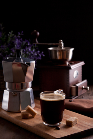 Fresh morning coffee. top viewの写真素材