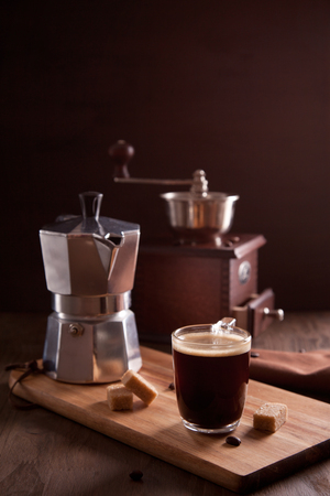 Fresh morning coffee. top viewの写真素材