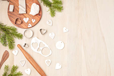 Creating hand made christmas ornaments and tags with modeling clay. DIY personalized xmas...