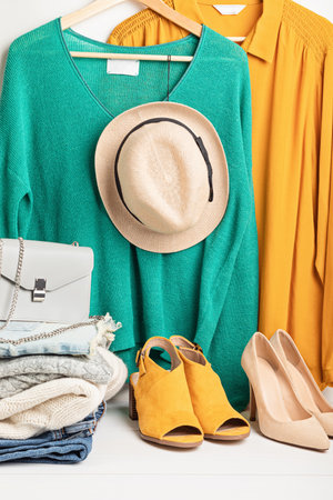 Second hand wardrobe, circular fashion, rent, swap clothes idea.の写真素材