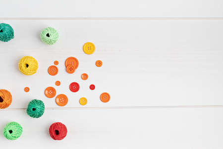 Diy, hobby, handwork concept. Tools and accessories for crafting and leisureの写真素材