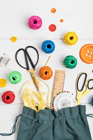 Diy, hobby, handwork concept. Tools and accessories for crafting and leisure
