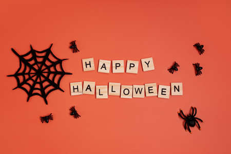 Top view of Halloween decoration. Party, invitation, halloween decoration concept.の写真素材