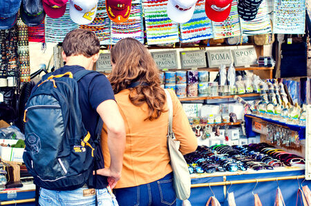 Couple shop for souvenirs whilst on holiday Romeのeditorial素材