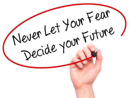 Man Hand writing  Stop Domestic Violence with black marker on visual screen. Isolated on white. Business, technology, internet concept. Stock Photoの写真素材