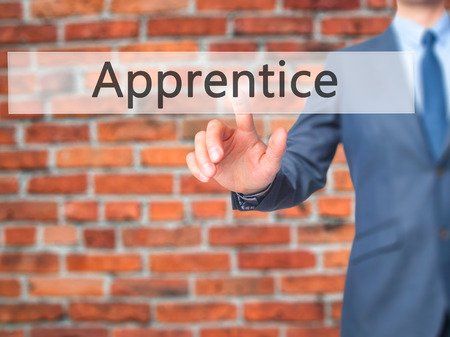 Apprentice - Businessman press on digital screen. Business,  internet concept. Stock Photoの写真素材