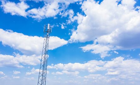 Telecommunication tower of 4G and 5G cellular. Cell Site Base Station. Wireless Communication...