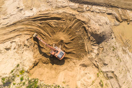 Aerial view on the new road construction site. Warsaw Wilanow