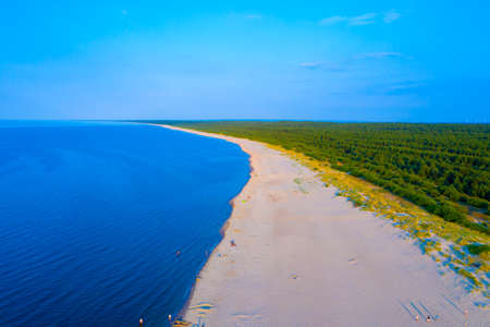 Aerial view transparent turquoise sea in Baltic Sea.Summer seascapel, beach, beautiful waves, blue...