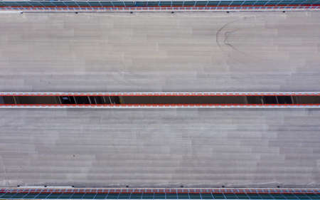 aerial top view of road construction site. building of new city highway. drone image. new road construction siteの写真素材