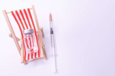 Medical drug vaccine syringe needle hypodermic injection treatment on map world, Medical concept...