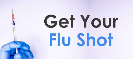 Vaccine vial dose flu shot drug needle syringe, medical concept vaccination hypodermic injection...