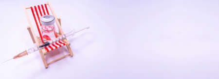 Medical drug vaccine syringe needle hypodermic injection treatment on map world, Medical concept...