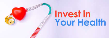 Invest in your health, Healthy lifestyle concept with diet and fitness, Get fit in this year, fitness equipment and healthy food.の写真素材