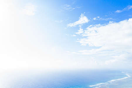 Aerial view to ocean waves. Blue water background. Dramatic colors photo.の写真素材