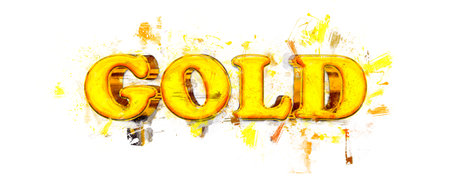 Golden sign GOLD isolated on white backgroundの写真素材