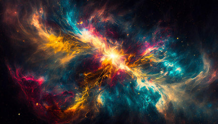 Colorful space galaxy cloud nebula. Old night cosmos. Universe science astronomy. Supernova background wallpaperの素材