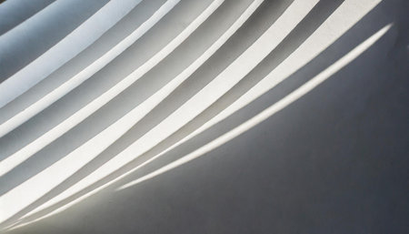 Abstract shapes, lines, shadows, light from window on white as overlay, texture or background,の素材