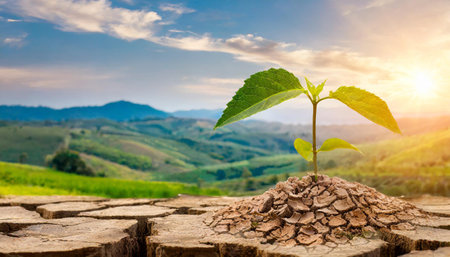 Climate change from drought to green growthの素材